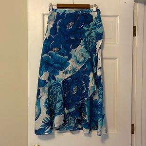 FarmRio Blue Floral wrap around cotton skirt